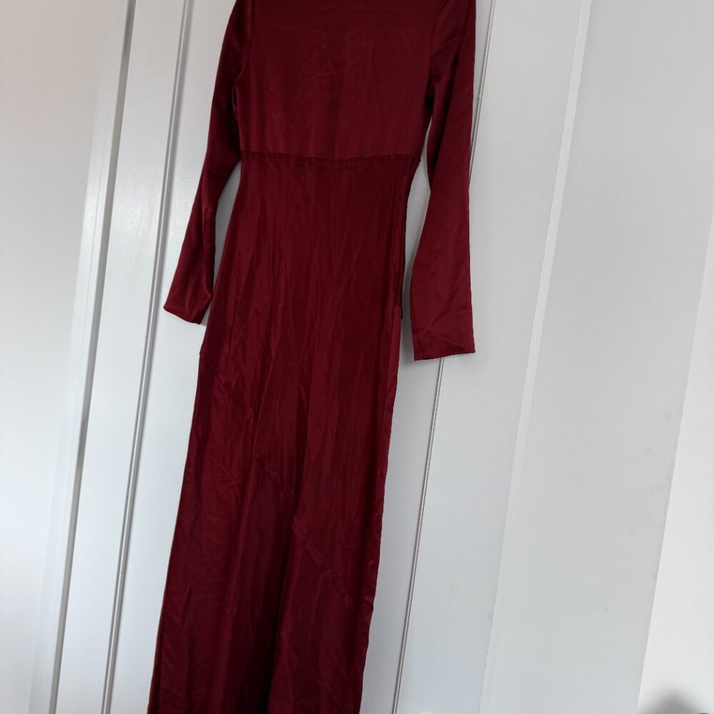 NWT Reformation Naila Satin Dress In Chianti Sz Small Slim Fit Thigh High Slit - Picture 8 of 8